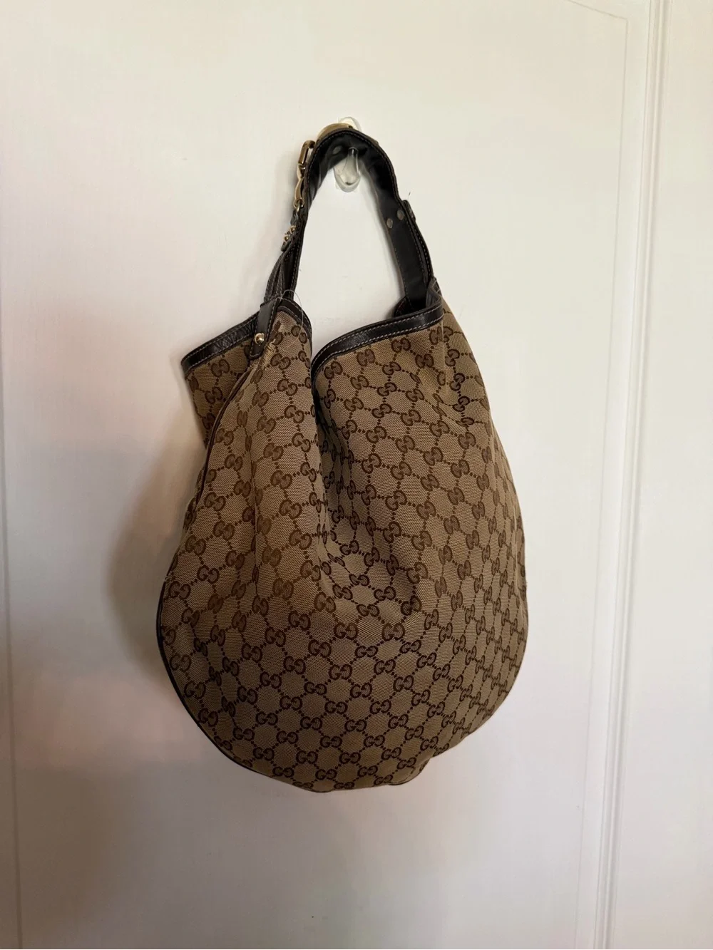 Gucci Tan and Brown GG Canvas Hobo Bag - Picture 1 of 8